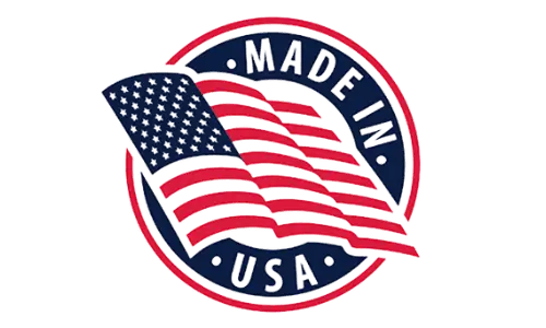 Badge indicating NuNerve is proudly Made in the USA with high-quality standards