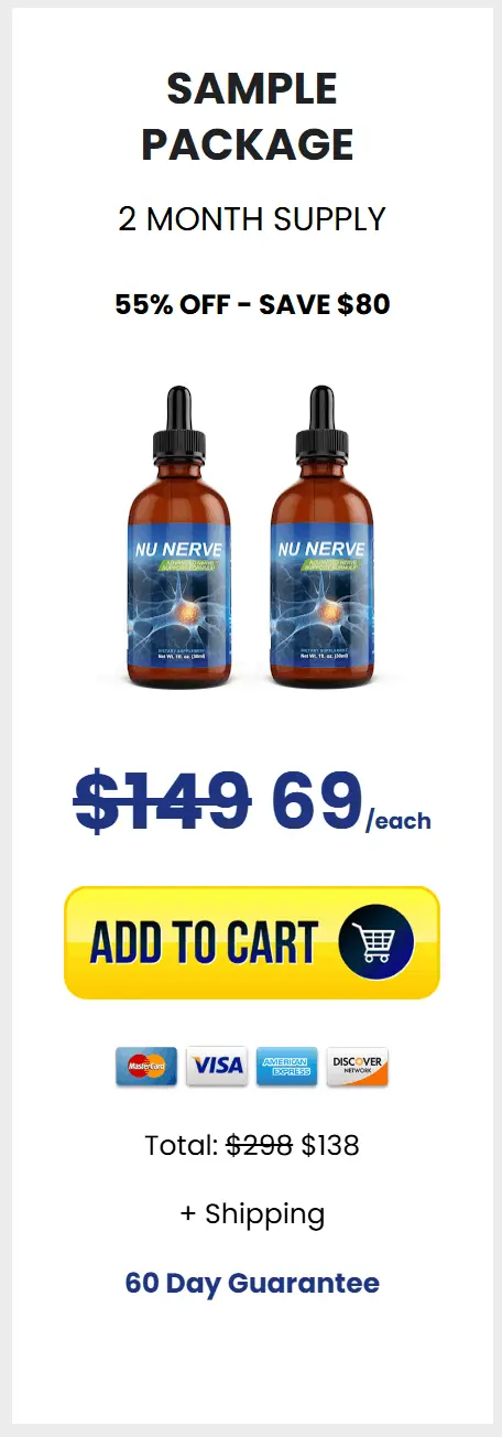 Single bottle of NuNerve advanced nerve support supplement, showcasing its packaging