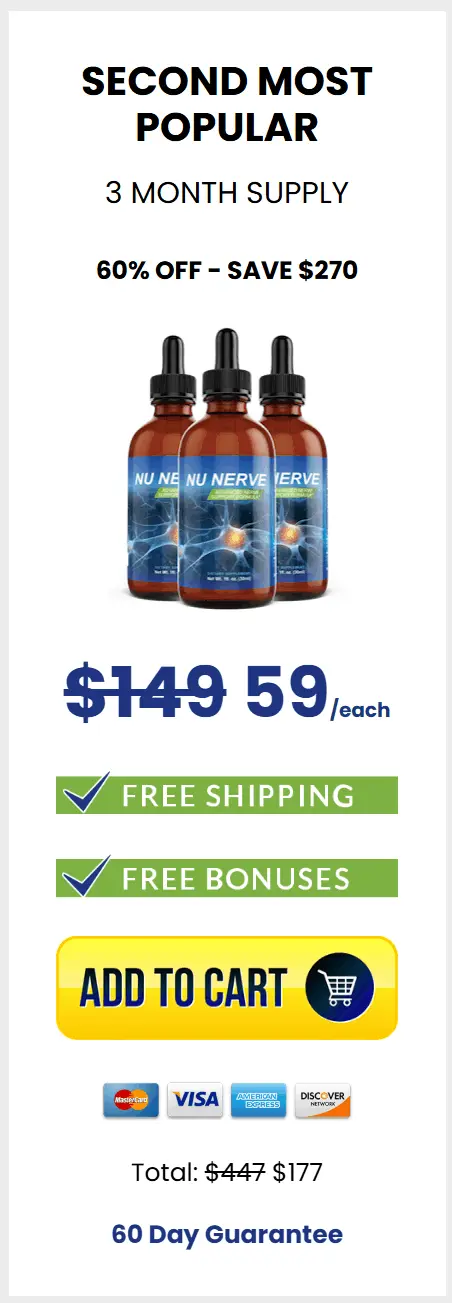 Three bottles of NuNerve advanced nerve support supplement, representing a bundle offer